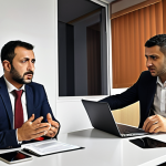 **

"A modern Turkish law office interior. Focus on a young, confident trafik kazası avukatı (traffic accident lawyer) consulting with a client, displaying empathy and expertise. Include legal documents and technology (laptop) subtly in the scene.  Warm, professional lighting."

**